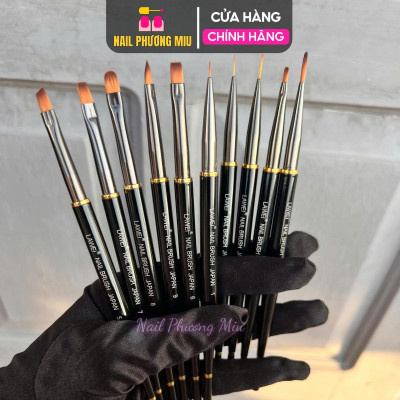 Set Cọ Nhật Vẽ Móng Lawei, Bộ 10 Cây Cọ Làm Nail Cao Cấp, Sợi Tổng Hợp, Từ 12.5cm Đến 19cm, Dành Cho Thợ Làm Nail