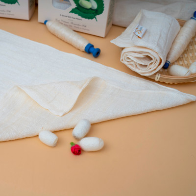 Khăn Mặt Tơ Tằm SenSilk - Quà Tặng Valentine - Tussar Silk Towel made in Vietnam 30*40cm