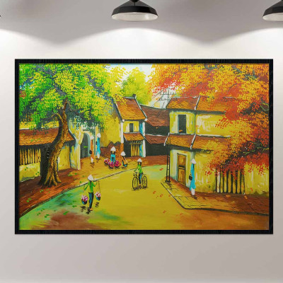 Tranh treo tường in lụa phong cảnh Hà Nội - HNX017