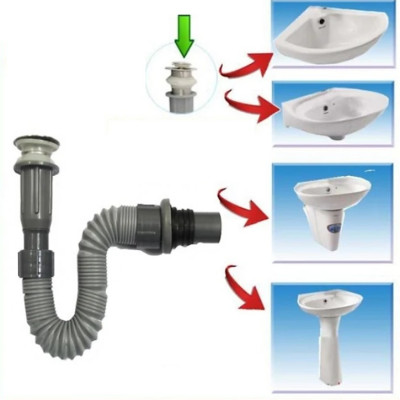 Bộ xả lavabo ruột gà KG48 nhấn nhựa abs cao cấp, dùng cho chậu lavabo treo tường - Hàng chính hãng