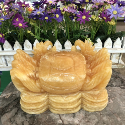 Tượng con Cua phong thủy đá ngọc hoàng long - Dài 20 cm