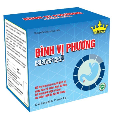 Bình vị phương Kingphar , hộp 20 gói x 4 gam, hỗ trợ giảm các biểu hiện viêm loét dạ dày