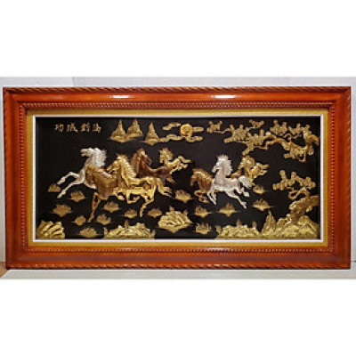 MÃ ĐÁO THÀNH CÔNG -TRANH ĐỒNG NGUYÊN CHẤT 100% MẠ BẠC VÀNG 24K -KHUNG GỖ DỔI -A108S-G