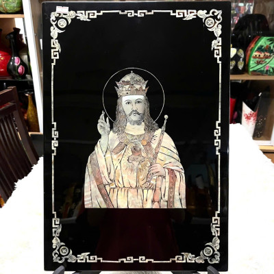 Tranh Sơn Mài - CHÚA KITÔ VUA | Khảm Cừ Cao Cấp – Ốc Chìm | Hàng Xuất Khẩu | Size 34x49 cm