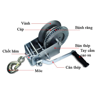 Tời Quay Tay ABG 2500LBS 1135Kg - Máy Tời Xây Dựng  Xoay Cầm Tay Chuyên Dùng Để Nâng Hạ Hàng Hóa , Máy Móc - Loại 2 Chiều - Hàng Chính Hãng