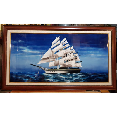 TRANH VẼ SƠN MÀI CAO CẤP - THUYỀN RA KHƠI (THUẬN BUỒM XUÔI GIÓ)