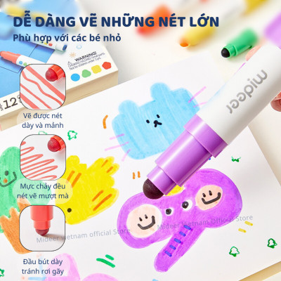 Bút màu nước 2 đầu, kèm dấu cho bé xóa được mideer  Round-Tip Stamper Washable Marker