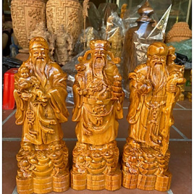 Bộ tượng phật tam đa phúc lộc thọ bằng gỗ huyết long mọng dầu cực đẹp cao 30cm