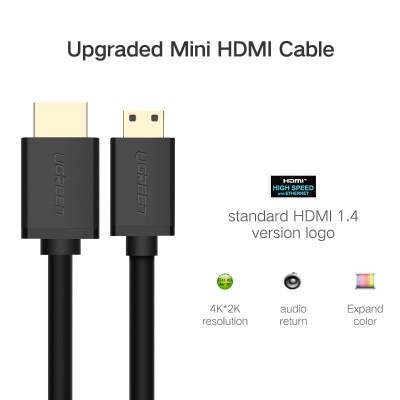 Ugreen UG10195HD108TK 1M màu Đen Cáp chuyển đổi Mini HDMI sang HDMI thuần đồng - HÀNG CHÍNH HÃNG
