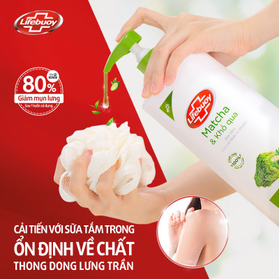 Sữa Tắm Lifebuoy 800gr Detox Và Sạch Sâu Khỏi Bụi Mịn Pm2.5 Detox 100% Từ Thiên Nhiên Diệt Khuẩn - Matcha & Khổ Qua