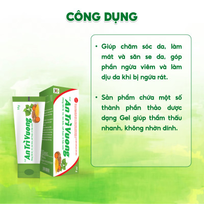 Gel An Trĩ Vương Vinh Gia Giúp hỗ trợ Chăm Sóc Làm Mát, Dịu Da Dùng Khi Bị Trĩ, Táo Bón, Nứt Kẽ Hậu Môn Tuýp 20g