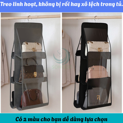 Túi treo bảo quản túi xách đa năng 6 ngăn- Kệ vải treo túi xách thông minh- Tổ chức túi xách treo tủ tiết kiệm không gian- Túi đựng túi xách treo tủ có móc- Giá treo túi xách ngăn cách chống bụi