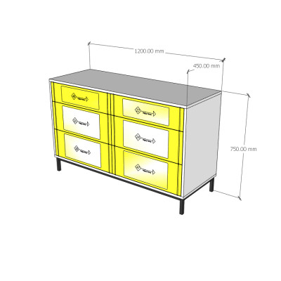 [Happy Home Furniture] TAKO, Tủ lưu trữ 6 ngăn kéo - chân sắt , 120cm x 45cm x 75cm ( DxRxC), THK_133