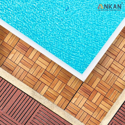 Combo 9 Ván Sàn Gỗ Tự Nhiên Màu Nâu Vàng, Vỉ Gỗ Lót Sàn Ban Công, Sân Vườn, Hồ Bơi, Phòng Spa, Siêu Bền, Chịu Nước Tốt, Chống Trơn Trượt, Tiêu Chuẩn Xuất Khẩu