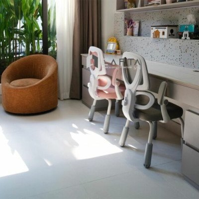 Ghế học sinh chống gù chống cận màu xám CE1026-M Nội thất Capta Ghế học bài cho bé trai bé gái lưng lưới kép nệm vải tay gập tiện lợi chân nhựa cố định hcm