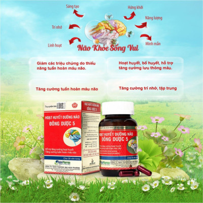 [COMBO 3 HỘP] Viên uống hoạt huyết dưỡng não Đông Dược 5 Asia Pharma hỗ trợ thiểu năng tuần hoàn não - Hộp 30 viên