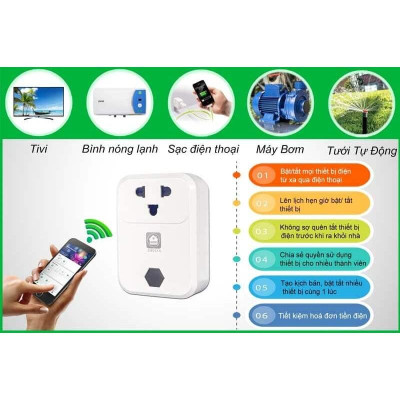 Ổ Cắm Wifi Thông Minh Hunonic SK01 Công Suất Lớn 4000W Điều Khiển Từ Xa Bằng Điện Thoại Thông Qua Wifi