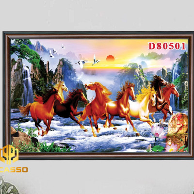D805 34 Tranh kính Bát mã tung hoành (Được chọn mẫu)