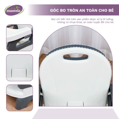 Ghế ăn dặm cho bé gập gọn và nâng hạ độ cao Mastela 7331 - Ghế tập ăn dặm cho bé đạt chuẩn ASTM Mỹ BPA Free