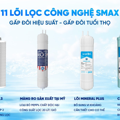 Máy lọc nước nóng lạnh RO Mỹ 11 lõi Karofi KAD-D66S - Giao trước lắp sau miễn phí toàn quốc - Bảo hành 36 tháng - Hàng chính hãng