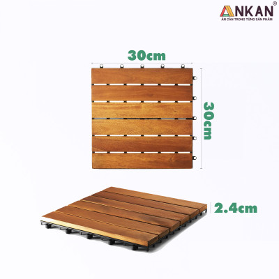 Vỉ Gỗ Lót Sàn Ban Công Thương Hiệu ANKAN Màu Vàng Nắng Loại 6 Nan, Sàn Gỗ Lót Ban Công, Sân Vườn, Hồ Bơi, Phòng Spa, Siêu Bền, Chịu Nước Tốt, Chống Trơn Trượt, Tiêu Chuẩn Xuất Khẩu (1 Vỉ)