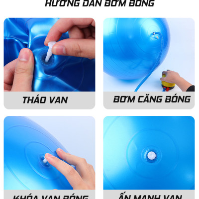Bóng Tập Yoga Trơn Bóng VNS016, Bóng Tập Yoga 65cm Và 75cm Tặng Kèm Bơm Và Bộ Khóa Van Dự Phòng, Hàng Chính Hãng