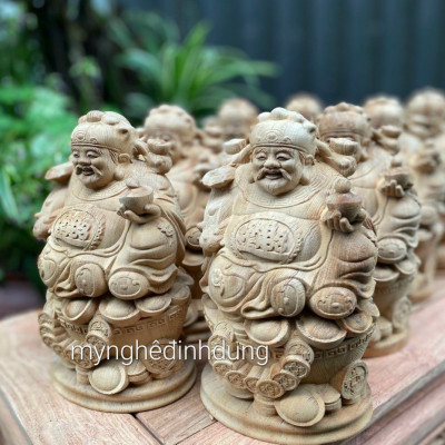 Tượng thần tài phong thủy bằng gỗ ngọc am thơm nức kt cao 20×9×8cm 