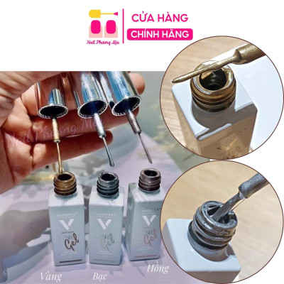 Gel Metan Cọ Nét VINIMAY Chai 10ml Cao Cấp 3 Màu Vàng Bạc Hồng, Lên Màu Sắc Sảo Làm Nail Dễ Dàng Nail Phương Miu Sơn Gel Nữ