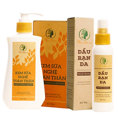 Bộ đánh bay thâm rạn, dưỡng trắng toàn thân Wonmom ( 1 Dầu rạn + 1 Kem sữa nghệ toàn thân )