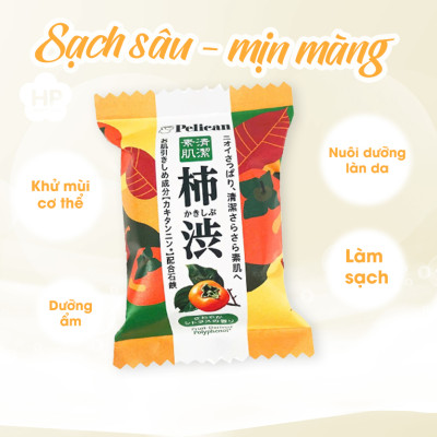 Xà Phòng Tắm Khử Mùi Cơ Thể Chiết Xuất Từ Quả Hồng Pelican Family Soap KSB (80 G)