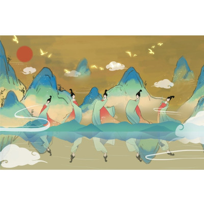 Bộ Keycap 4 nút  Newmen GM1000 Spring (Cô Tiên - Mặt Trời, Mây & Núi ) - Hàng Chính Hãng 