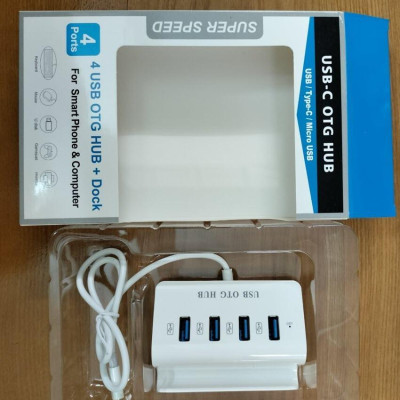 Hub USB Type-C ra 4 cổng USB kiêm giá đỡ cho Điện thoại - MẪU MỚI