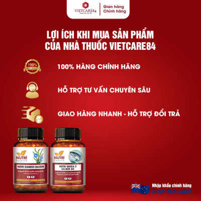 COMBO XƯƠNG KHỚP: Nutri Omega 3 Salmon Oil 60 Viên+ Canxi hữu cơ Nutri Seaweed Calcium 60 Viên | Giúp Phục Hồi, Bảo Vệ Xương