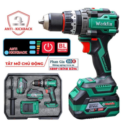 Máy Khoan pin 3 chức năng WORKFIX 160N (WF-ID160AK) Không chổi than, Có AnTi-Kick Back , Bảo hành chính hãƞg.