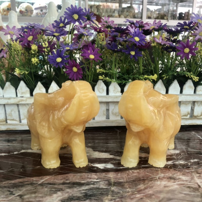 Cặp voi phong thủy đá ngọc hoàng long - Dài 15 cm