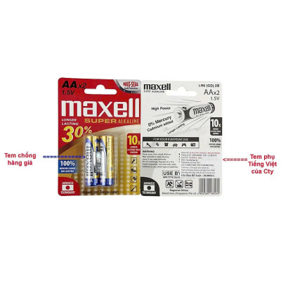Pin Maxell Alkaline Super LR6 (AA)/ Pin tiểu 2A - Hàng chính hãng