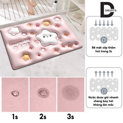 Thảm Lau Chùi Chân Silicone 3D Chống Trượt Thấm Hút Tốt In Họa Tiết Hoạt Hình Dễ Thương Trang Trí Nhà Cửa - HÀNG CHÍNH HÃNG MINIIN