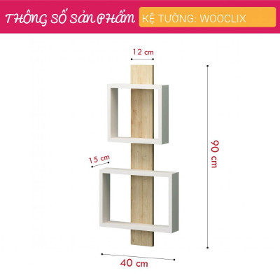Kệ sách treo tường gỗ công nghiệp hiện đại SMLIFE Wooclix