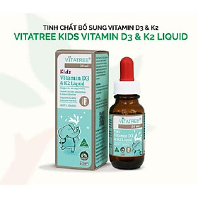 Tinh chất D3 K2 hỗ trợ hấp thu canxi cho trẻ Vitatree Kids Vitamin D3 & K2 Liquid 20ml
