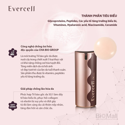 Đèn chiếu sáng Tế bào gốc tinh khiết Chống lão hóa EVERCELL Chaum Absolute Luxe Cell Illuminator 15ml 