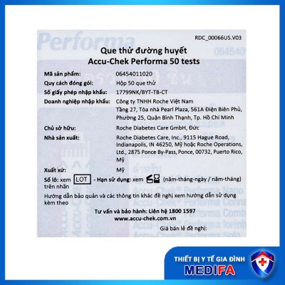 Que Thử Đường Huyết Accu-chek Performa 50 ( Soi tai )