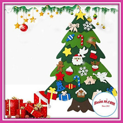 Cây thông 2 lớp noel dán treo tường mẫu mới năm 2021 – Cây thông kèm miếng dán vải nỉ trang trí giáng sinh – 01122