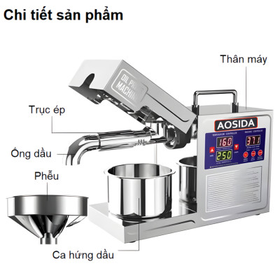 Máy ép dầu thực vật gia đình AOSIDA Anh Quốc B03S Công suất 820W, Năng suất ép 4-6 kg/giờ - Bảo hành 12 tháng, Hàng nhập khẩu