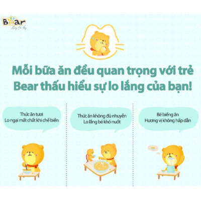 Máy Xay Thực Phẩm Xay Ăn Dặm BEAR Xay Cực Êm An Toàn Vệ Sinh 0.3L Công Suất 120 W  - Hàng Chính Hãng