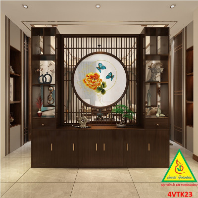 Vách ngăn phòng khách, vách ngăn tủ kệ bằng gỗm bình phong tranh 4VTK23 - NỘI THẤT LẮP RÁP VIENDONGADV