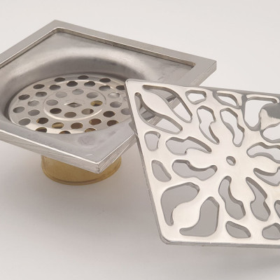 Phễu thu sàn - thoát sàn chống hôi Inox SUS 304, 10cm x 10cm Eurolife EL-HG06 (Trắng bạc)