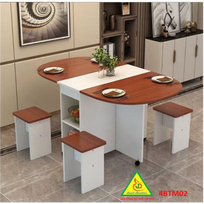 Bàn ăn gấp gọn, bàn ăn thông minh 4BTM02- Nội thấtv lắp ráp Viễn Đông Adv