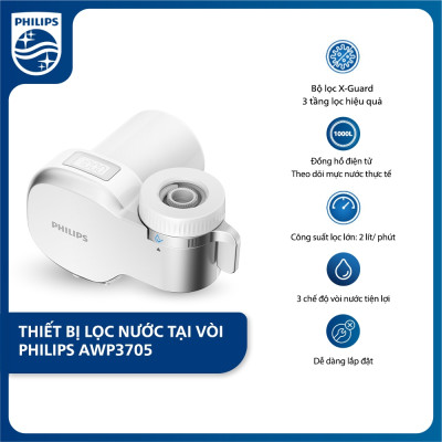 Combo bộ lọc nước tại vòi Philips AWP3705 + 1 lõi AWP315 một năm sử dụng nước sạch (HÀNG CHÍNH HÃNG)