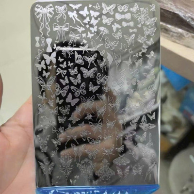 Khuôn In Gấm Bằng Thép Nhiều Hình Mẫu Bướm Hoa, Khuân In Móng Mr Nail Hoạ Tiết Hot Trend Nữ Women Cao Cấp