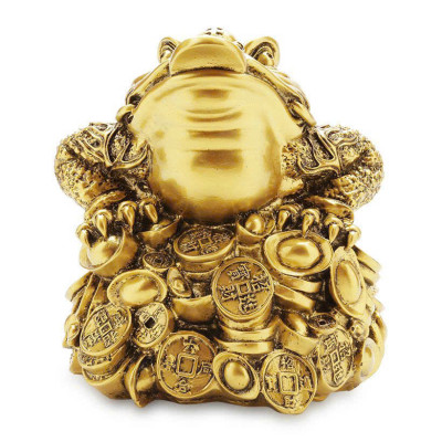 Tượng Cóc ngậm tiền phong thủy CTV33 18.8 x 22.4 x 20.4cm mạ vàng hoặc màu xanh lựa chọn